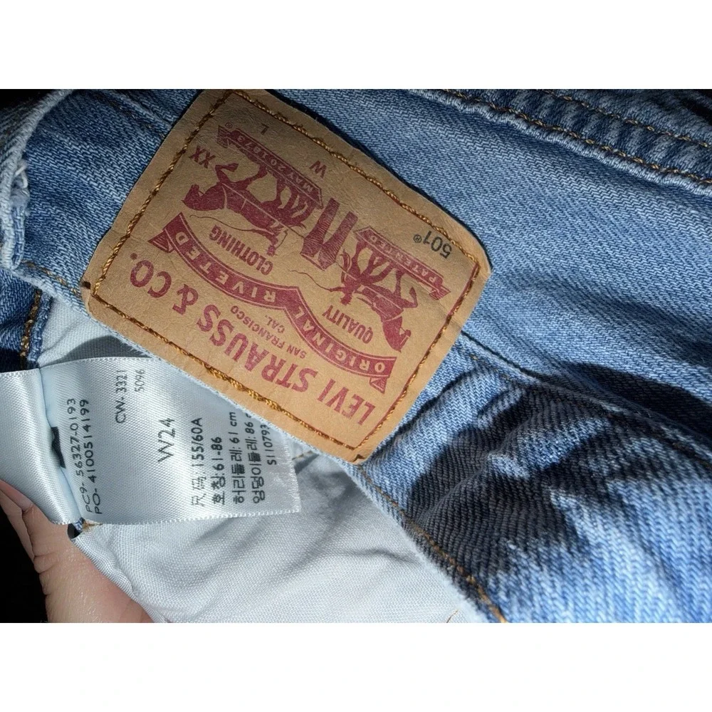 Levis Shorts Womens 24 blue Denim 501 Cut Off Premium Button Fly Size 24